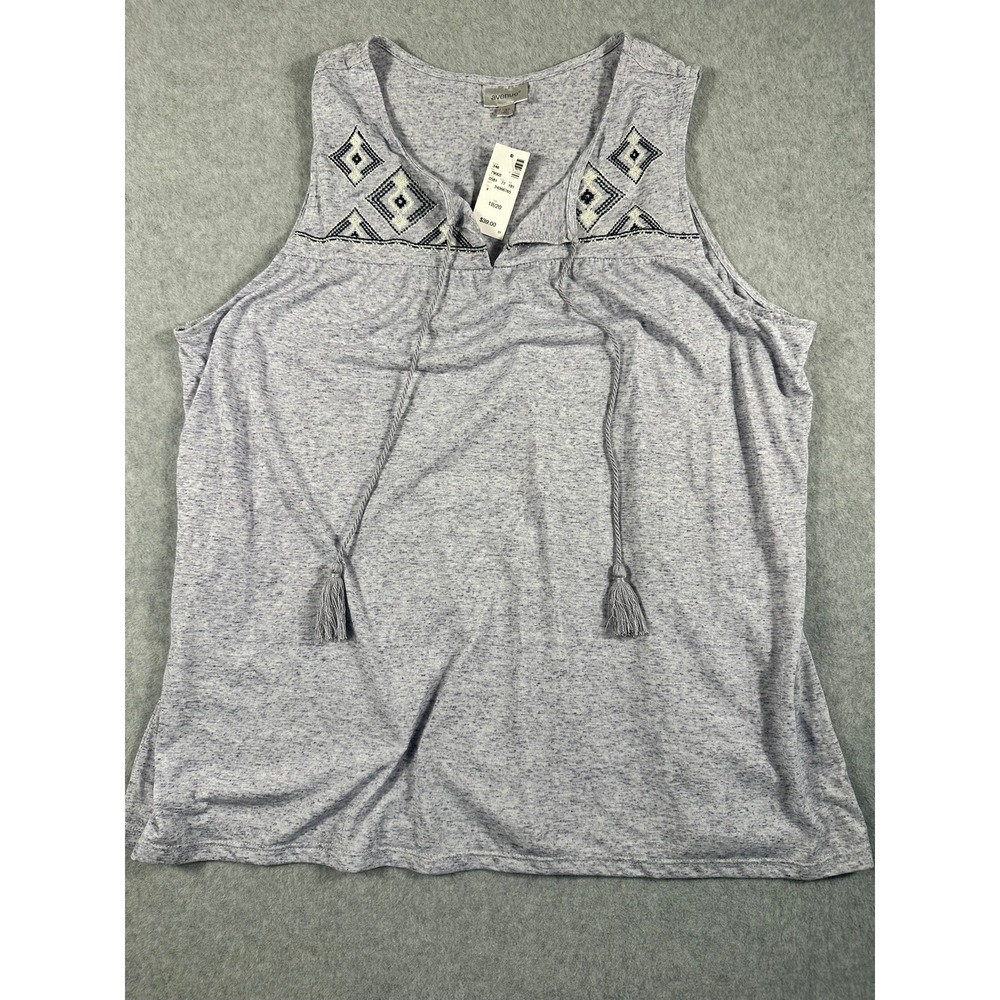 Avenue Womens Plus Size 18/20 Sleeveless Embroidered Tassel Tank Top Purple NWT